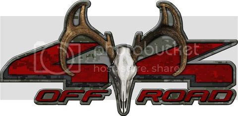 5.75"x12" 4x4 buck skull digital green high resolution truck bed or car side vinyl graphic decals.