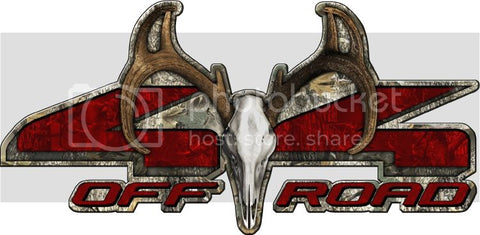 5.75"x12" 4x4 buck skull forest high resolution truck bed or car side vinyl graphic decals.