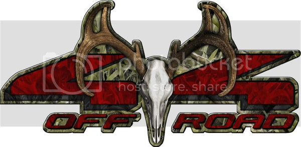 5.75"x12" 4x4 buck skull marshland high resolution truck bed or car side vinyl graphic decals.