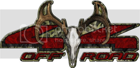 5.75"x12" 4x4 buck skull marshland high resolution truck bed or car side vinyl graphic decals.