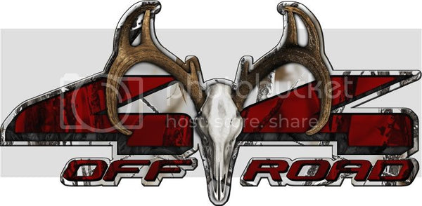 7"x14" 4x4 buck skull snowstorm high resolution truck bed or car side vinyl graphic decals.