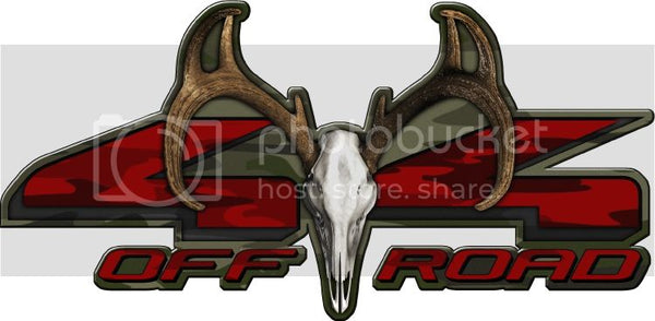 5.75"x12" 4x4 buck skull traditional green high resolution truck bed or car side vinyl graphic decals.