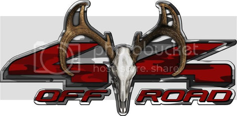 5.75"x12" 4x4 buck skull traditional urban high resolution truck bed or car side vinyl graphic decals.