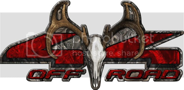 5.75"x12" 4x4 buck skull woodland ghost high resolution truck bed or car side vinyl graphic decals.