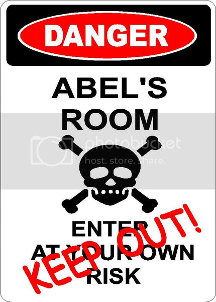 ABEL Danger enter at own risk KEEP OUT room  9" x 12" Aluminum novelty parking sign wall décor art  for indoor or outdoor use.