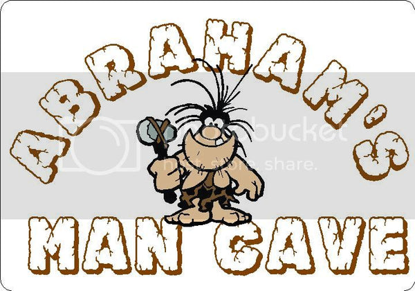 ABRAHAM Man Cave 9"x12" Aluminum novelty parking sign wall decor.