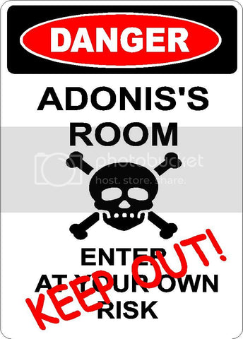 ADONIS Danger enter at own risk KEEP OUT room  9" x 12" Aluminum novelty parking sign wall décor art  for indoor or outdoor use.