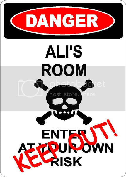ALI Danger enter at own risk KEEP OUT room  9" x 12" Aluminum novelty parking sign wall décor art  for indoor or outdoor use.