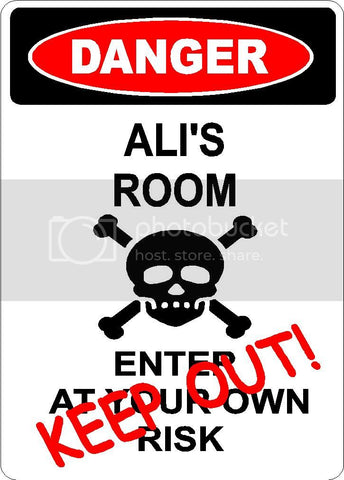 ALI Danger enter at own risk KEEP OUT room  9" x 12" Aluminum novelty parking sign wall décor art  for indoor or outdoor use.