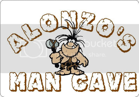ALONZO Man Cave 9"x12" Aluminum novelty parking sign wall decor.
