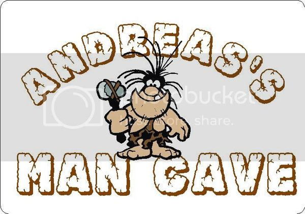 ANDREAS Man Cave 9"x12" Aluminum novelty parking sign wall decor.