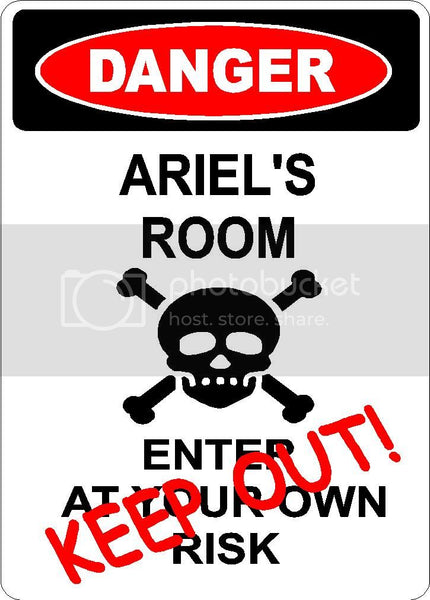ARIEL Danger enter at own risk KEEP OUT room  9" x 12" Aluminum novelty parking sign wall décor art  for indoor or outdoor use.
