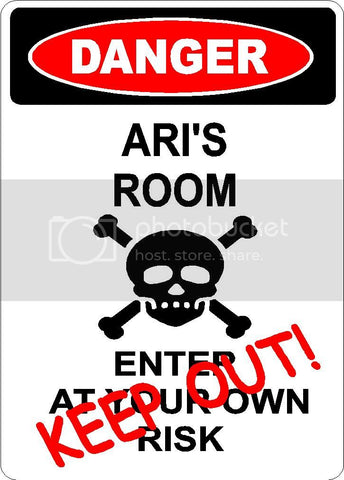 ARI Danger enter at own risk KEEP OUT room  9" x 12" Aluminum novelty parking sign wall décor art  for indoor or outdoor use.