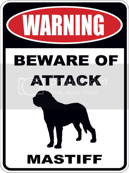 Warning Beware of ATTACK    MASTIF  dog lover 9"x12" aluminum novelty parking sign.