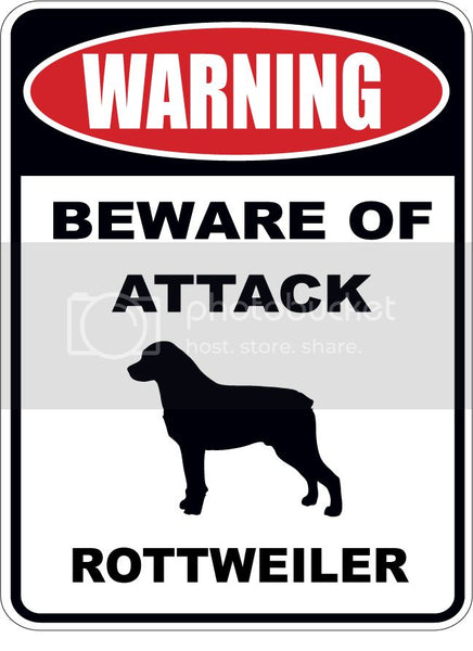 Warning Beware of ATTACK    ROTTWEILER  dog lover 9"x12" aluminum novelty parking sign.