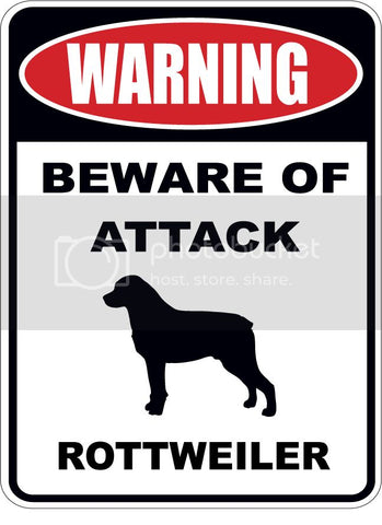 Warning Beware of ATTACK    ROTTWEILER  dog lover 9"x12" aluminum novelty parking sign.