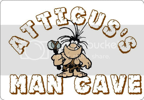 ATTICUS Man Cave 9"x12" Aluminum novelty parking sign wall decor.