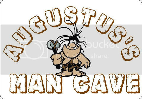 AUGUSTUS Man Cave 9"x12" Aluminum novelty parking sign wall decor.