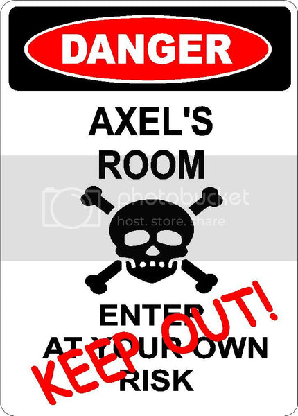 AXEL Danger enter at own risk KEEP OUT room  9" x 12" Aluminum novelty parking sign wall décor art  for indoor or outdoor use.