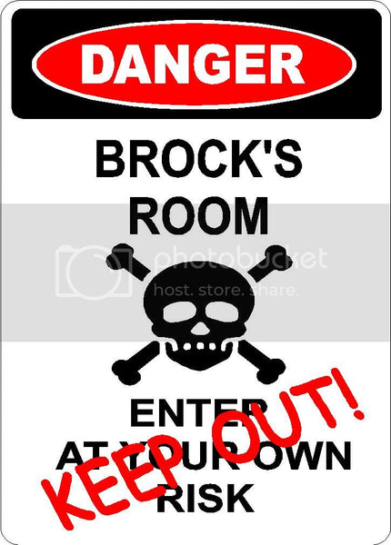 BROCK Danger enter at own risk KEEP OUT room  9" x 12" Aluminum novelty parking sign wall décor art  for indoor or outdoor use.