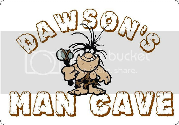 DAWSON Man Cave 9"x12" Aluminum novelty parking sign wall decor.