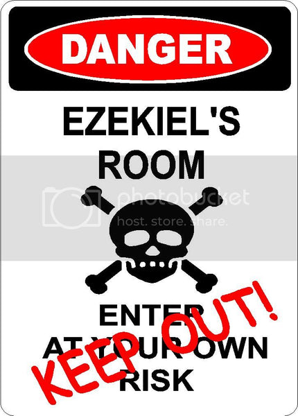 EZEKIEL Danger enter at own risk KEEP OUT room  9" x 12" Aluminum novelty parking sign wall décor art  for indoor or outdoor use.
