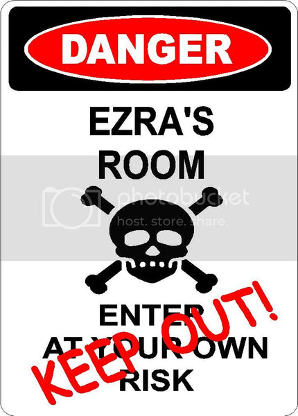 EZRA Danger enter at own risk KEEP OUT room  9" x 12" Aluminum novelty parking sign wall décor art  for indoor or outdoor use.