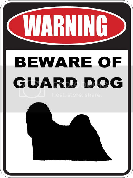 9"X12" WARNING BEWARE OF GUARD DOG   LHASA APSO   dog lover aluminum novelty street sign.