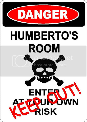 HUMBERTO Danger enter at own risk KEEP OUT room  9" x 12" Aluminum novelty parking sign wall décor art  for indoor or outdoor use.