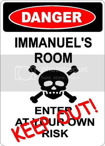 IMMANUEL Danger enter at own risk KEEP OUT room  9" x 12" Aluminum novelty parking sign wall décor art  for indoor or outdoor use.