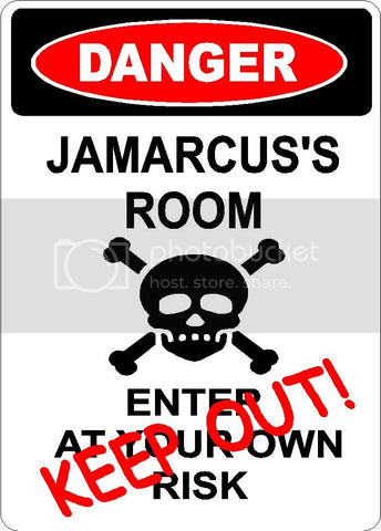 JAMAR Danger enter at own risk KEEP OUT room  9" x 12" Aluminum novelty parking sign wall décor art  for indoor or outdoor use.