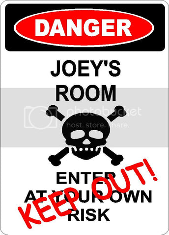 JOEY Danger enter at own risk KEEP OUT room  9" x 12" Aluminum novelty parking sign wall décor art  for indoor or outdoor use.