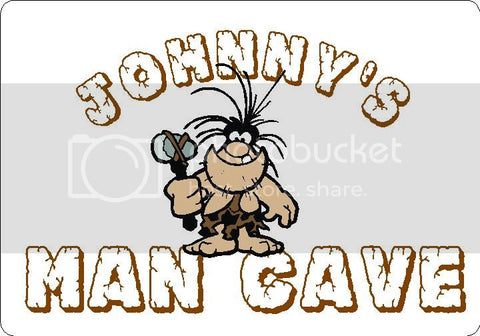 JOHNNY Man Cave 9"x12" Aluminum novelty parking sign wall decor.