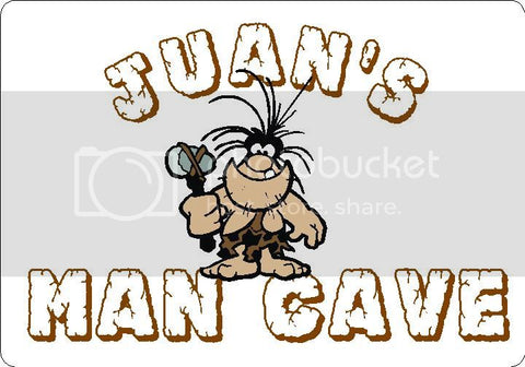 JUAN Man Cave 9"x12" Aluminum novelty parking sign wall decor.