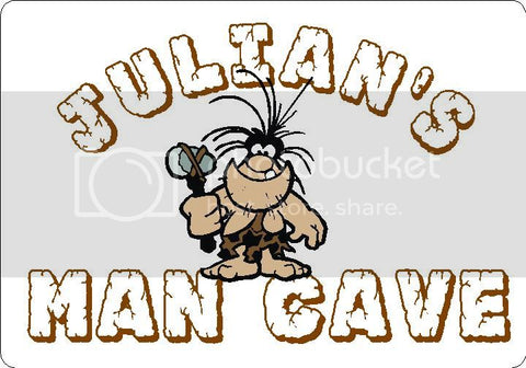 JULIAN Man Cave 9"x12" Aluminum novelty parking sign wall decor.