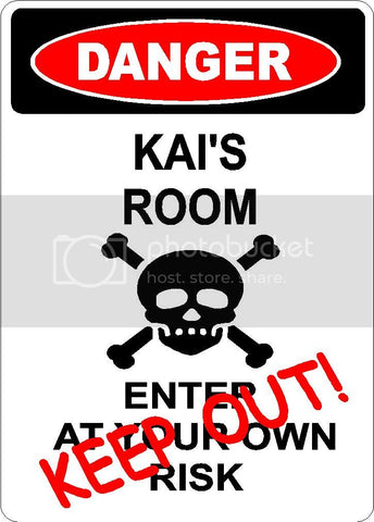 KAI Danger enter at own risk KEEP OUT room  9" x 12" Aluminum novelty parking sign wall décor art  for indoor or outdoor use.