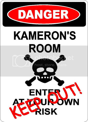 KAMERON Danger enter at own risk KEEP OUT room  9" x 12" Aluminum novelty parking sign wall décor art  for indoor or outdoor use.