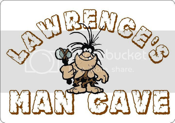LAWRENCE Man Cave 9"x12" Aluminum novelty parking sign wall decor.