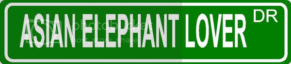 ASIAN ELEPHANT LOVER Green 4" x 18" ALUMINUM animal novelty street sign great for indoor or outdoor long term use.