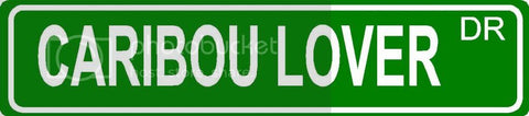 CARIBOU LOVER Green 4" x 18" ALUMINUM animal novelty street sign great for indoor or outdoor long term use.