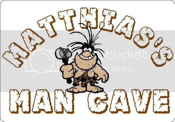 MATTHIAS Man Cave 9"x12" Aluminum novelty parking sign wall decor.