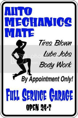 9"x12" Aluminum  automechanics mate  funny  parking sign for indoors or outdoors