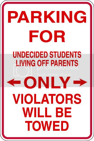 9"x12" Aluminum  undecided students living off perents  funny  parking sign for indoors or outdoors