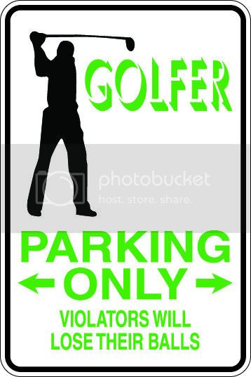 9"x12" Aluminum  golfer man lose balls  funny  parking sign for indoors or outdoors