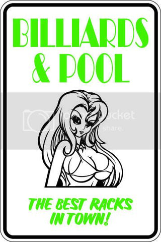 9"x12" Aluminum  billiards and pool funny  parking sign for indoors or outdoors