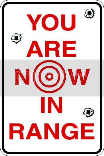 9"x12" Aluminum  you are now in range  funny  parking sign for indoors or outdoors