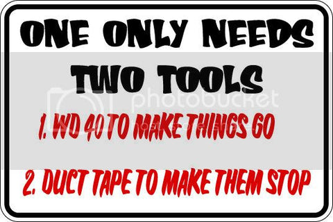 9"x12" Aluminum  one only needs two tools mechanic garage  funny  parking sign for indoors or outdoors