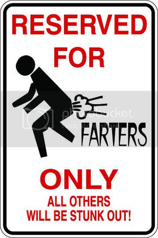 9"x12" Aluminum  gas farters  funny  parking sign for indoors or outdoors