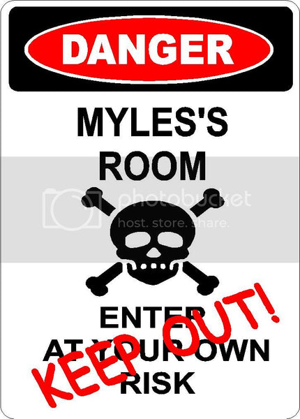 MYLES Danger enter at own risk KEEP OUT room  9" x 12" Aluminum novelty parking sign wall décor art  for indoor or outdoor use.