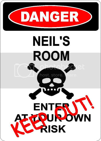 NEIL Danger enter at own risk KEEP OUT room  9" x 12" Aluminum novelty parking sign wall décor art  for indoor or outdoor use.